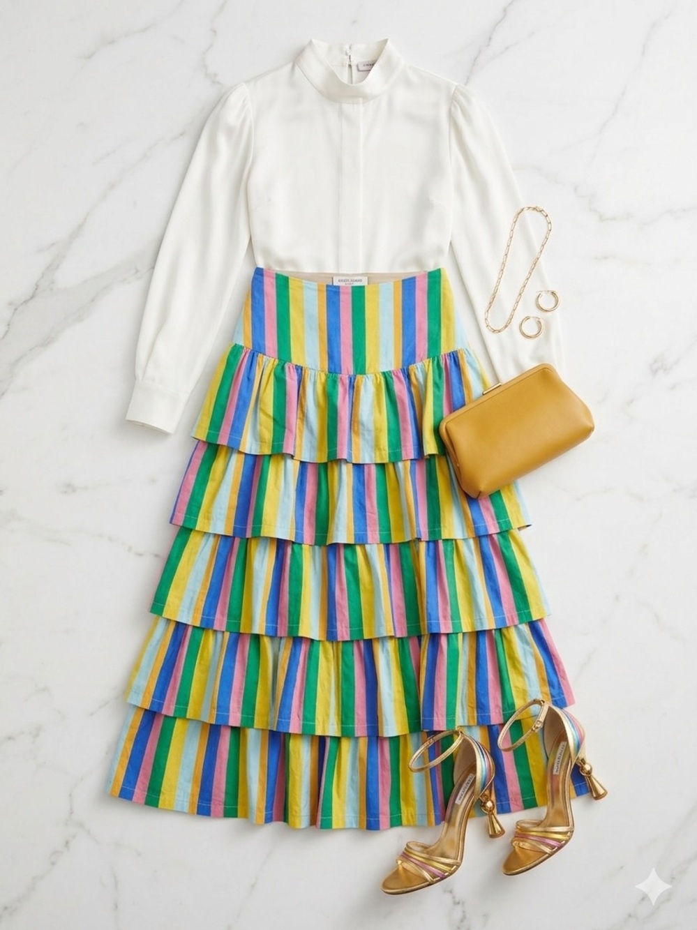 Sugarlips Tiered Stripe Skirt/Ruffled Layers (M, 16”-17.5”) Length 39.5” NWOT